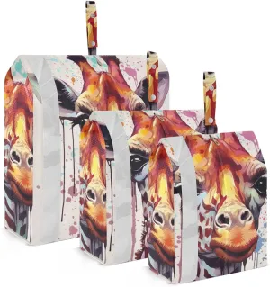 Watercolor Giraffe Compression Packing Cubes, 3pcs Compressible Expandable Travel Packing Organizer, Travel Cubes for Suitcase Carry On