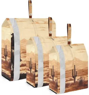 Western Desert Cowboy Compression Packing Cubes, 3pcs Compressible Expandable Travel Packing Organizer, Travel Cubes for Suitcase Carry On