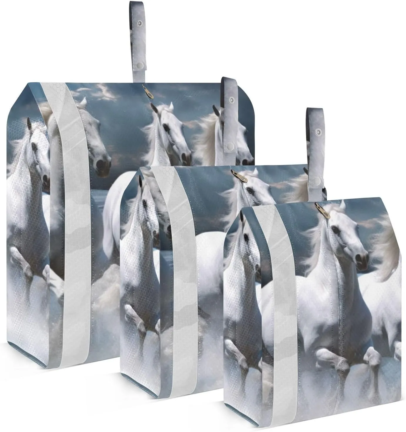 White Horse Compression Packing Cubes, 3pcs Compressible Expandable Travel Packing Organizer, Travel Cubes for Suitcase Carry On