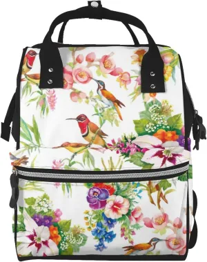Wild Exotic Birds And Flowers Diaper Bag Backpack Large Capacity Multifunction with Insulated Pockets Waterproof Baby Diaper Bags Baby Travel Essentials for Dads, Moms, Newborns