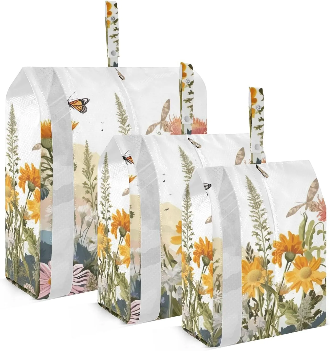 Wildflower Compression Packing Cubes, 3pcs Compressible Expandable Travel Packing Organizer, Travel Cubes for Suitcase Carry On