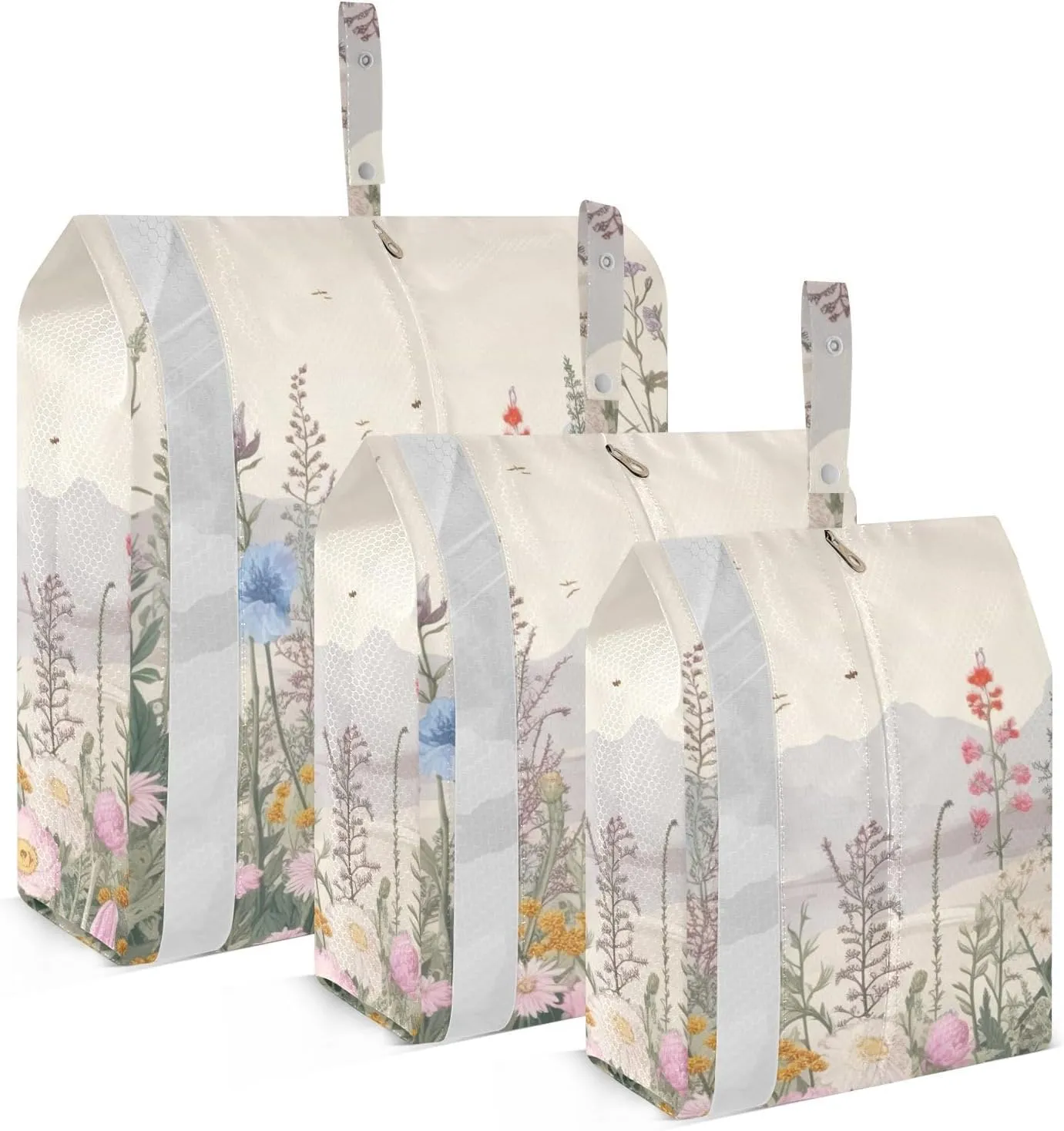 Wildflower Compression Packing Cubes, 3pcs Compressible Expandable Travel Packing Organizer, Travel Cubes for Suitcase Carry On