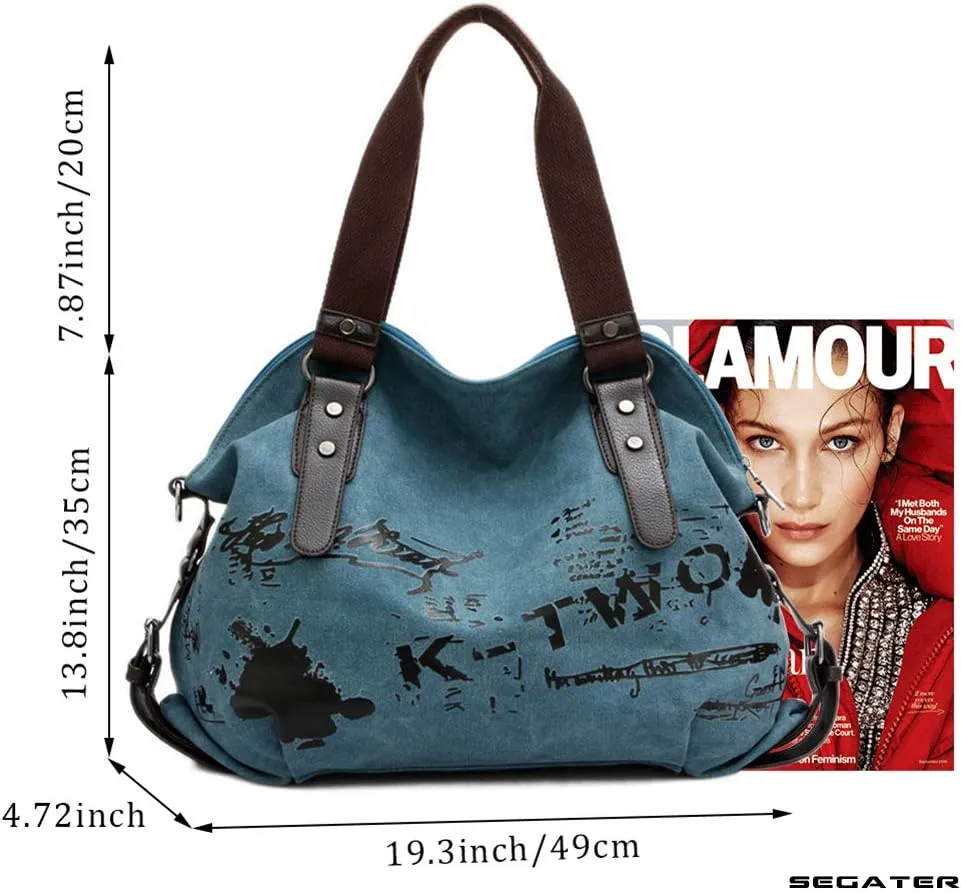 Women Shoulder Bags Casual Vintage Hobo Canvas Handbags Top Handle Tote Crossbody Shopper Bags
