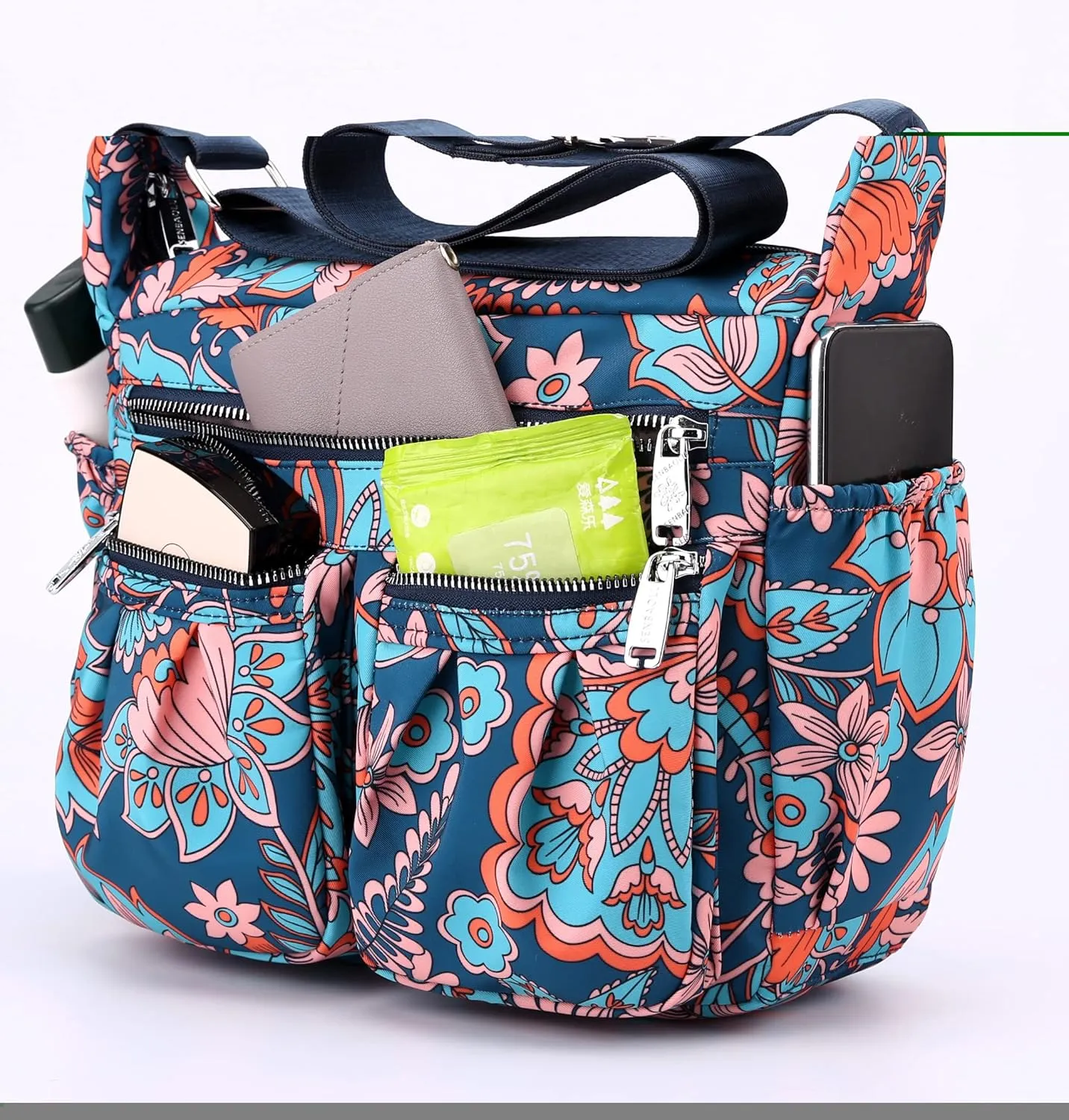 Women Shoulder Handbag Multiple Pockets Bag Ladies Tote Top Handle Satchel Crossbody Purse