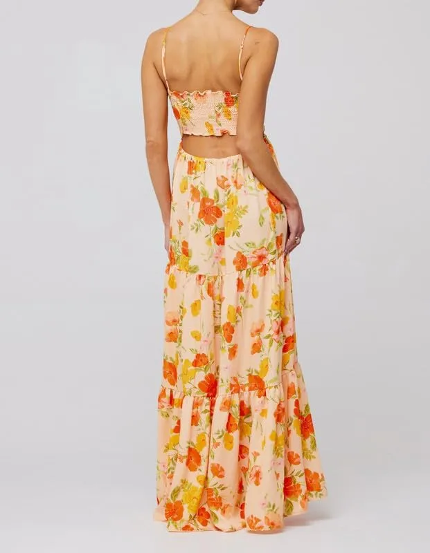 Women Y2k Floral Summer Casual Sleeveless Maxi Dresses Sexy Backless Bodycon Dresses Spaghetti Strap Long Dresses