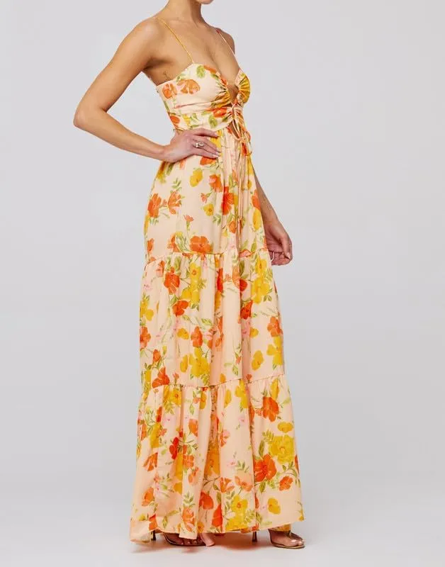 Women Y2k Floral Summer Casual Sleeveless Maxi Dresses Sexy Backless Bodycon Dresses Spaghetti Strap Long Dresses