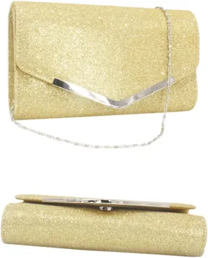 Women's Evening Bag Hardware Envelope Clutch Chain Gold Handbag for Wedding Dinner Banquet for Formal Outfit