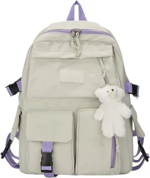 Women's Fashion Casual Shoulder Bag Lightweight Small Casual Daily Travel Backpacks Quilted Backpack for Women(Beige)