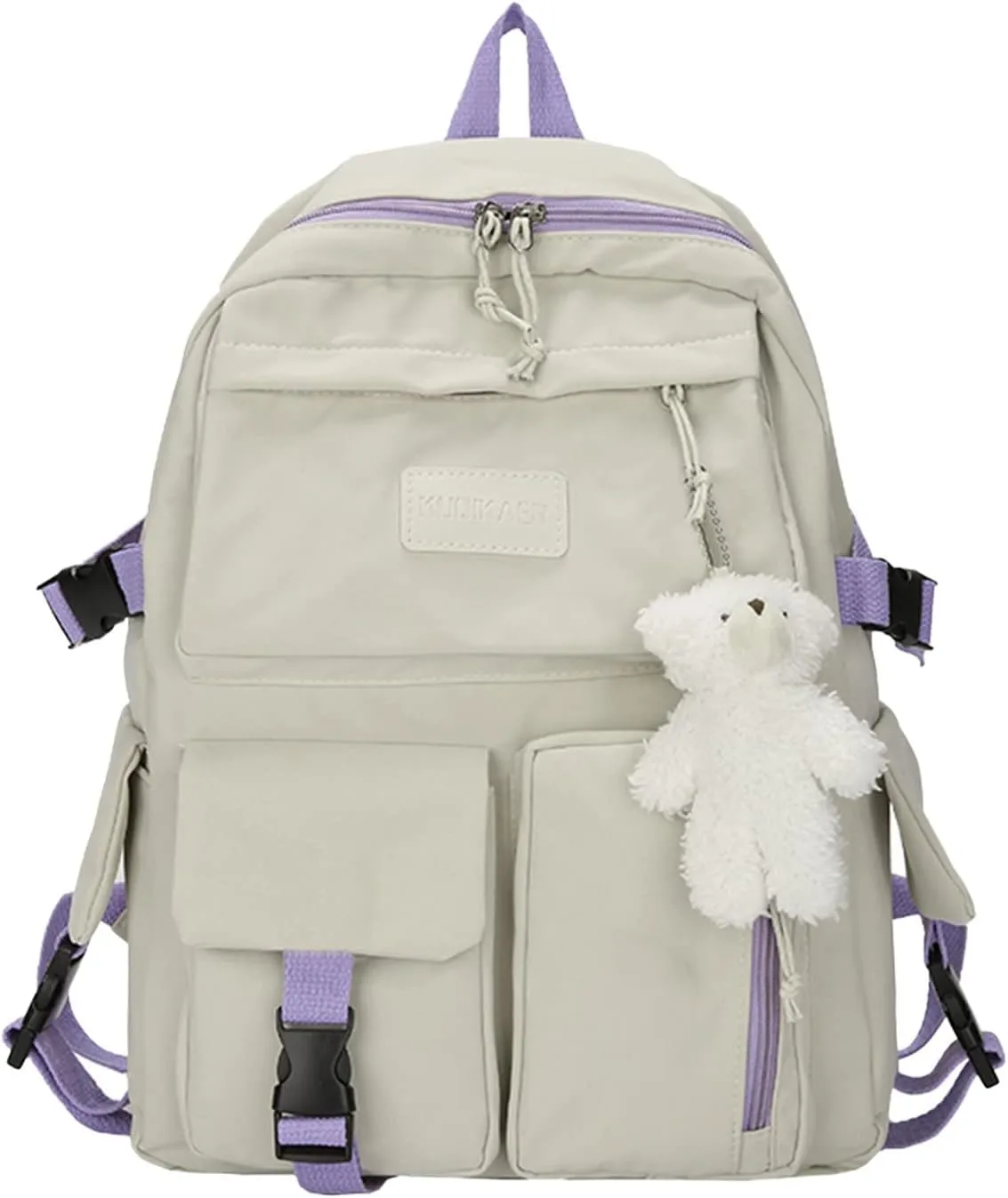 Women's Fashion Casual Shoulder Bag Lightweight Small Casual Daily Travel Backpacks Quilted Backpack for Women(Beige)