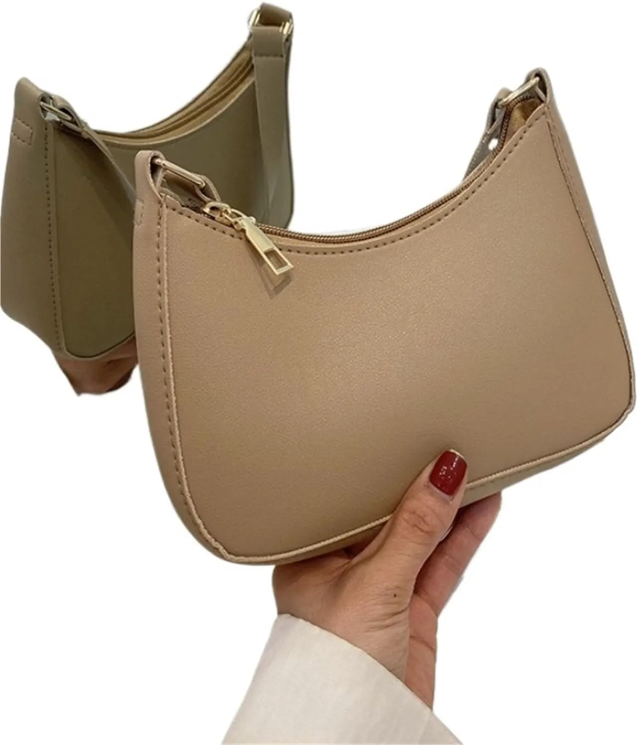 Women's Fashion Handbags Retro Solid Color PU Leather Shoulder Underarm Bag Casual Women Hobos Handbags