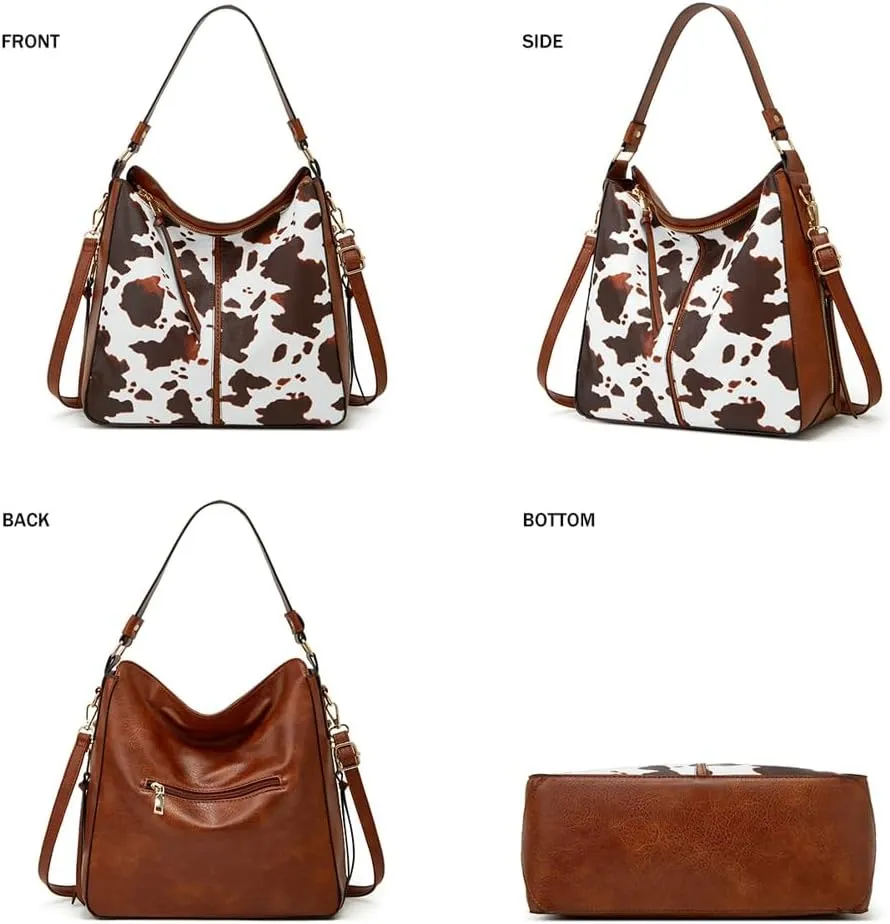 Women's Fashion Vegan Leather Totes 3pcs Handbag Large Crossbody Shouler Bag Purse Travel Top Handle Satchel