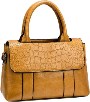 Womens Handbags Faux Leather Top Handle Bag Satchel Flap Handbag Purse Medium Totes Shoulder Bag Crossbody Bag