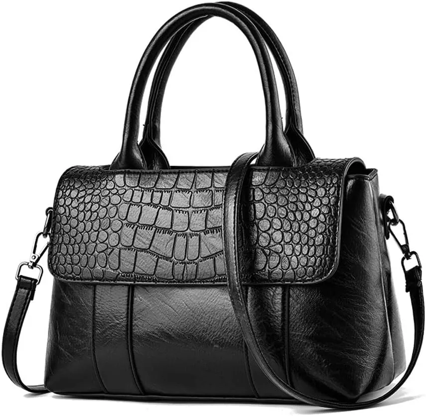 Womens Handbags Faux Leather Top Handle Bag Satchel Flap Handbag Purse Medium Totes Shoulder Bag Crossbody Bag