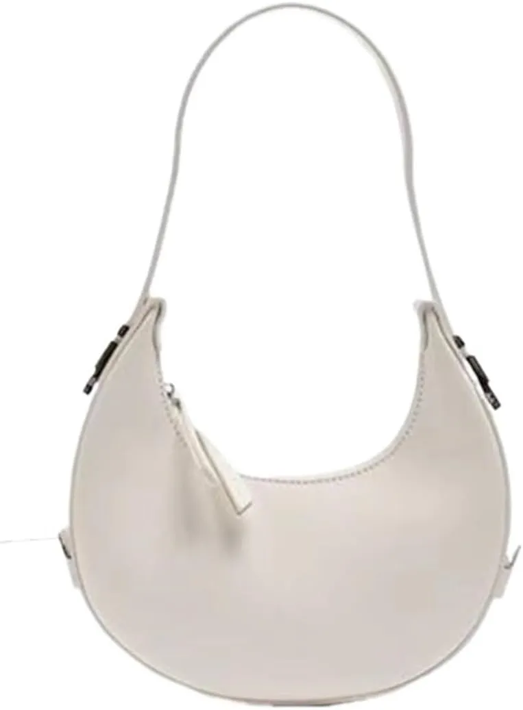 Womens PU Leather Crescent Shoulder Bag  Large Capacity Casual Hobo Saddle Tote(Gray)