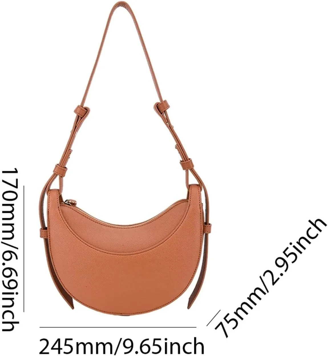 Womens PU Leather Crescent Shoulder Bag  Large Capacity Casual Hobo Saddle Tote(White)
