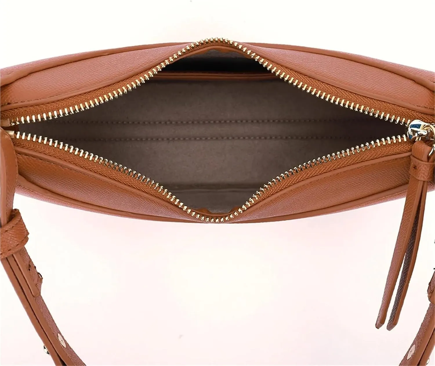 Womens PU Leather Crescent Shoulder Bag  Large Capacity Casual Hobo Saddle Tote(White)