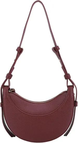 Womens PU Leather Crescent Shoulder Bag  Large Capacity Casual Hobo Saddle Tote(White)
