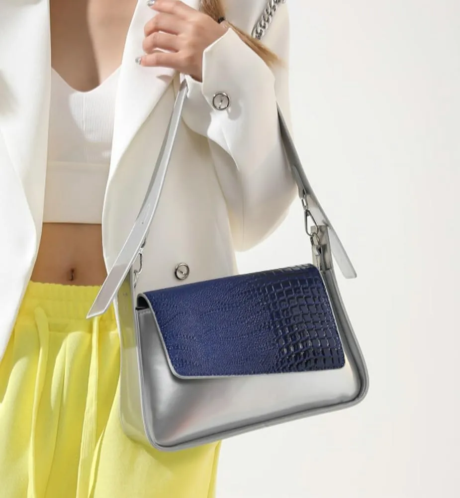 Women's PU Leather Shoulder Crossbody Bag Y2K Hobo Small Totes Handbag Fashion Underarm Purse Glossy Satchel
