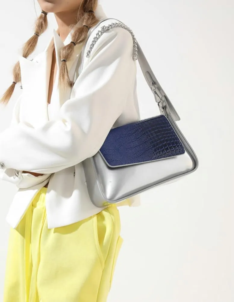 Women's PU Leather Shoulder Crossbody Bag Y2K Hobo Small Totes Handbag Fashion Underarm Purse Glossy Satchel
