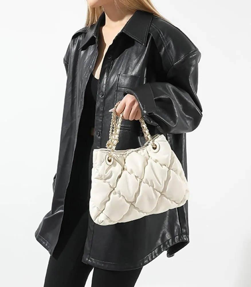 Women's Quilted Vegan Leather Shoulder Crossbody Bag Y2K Diamond Hobo Large Totes Handbag Fashion Purse Top Handle Satchel