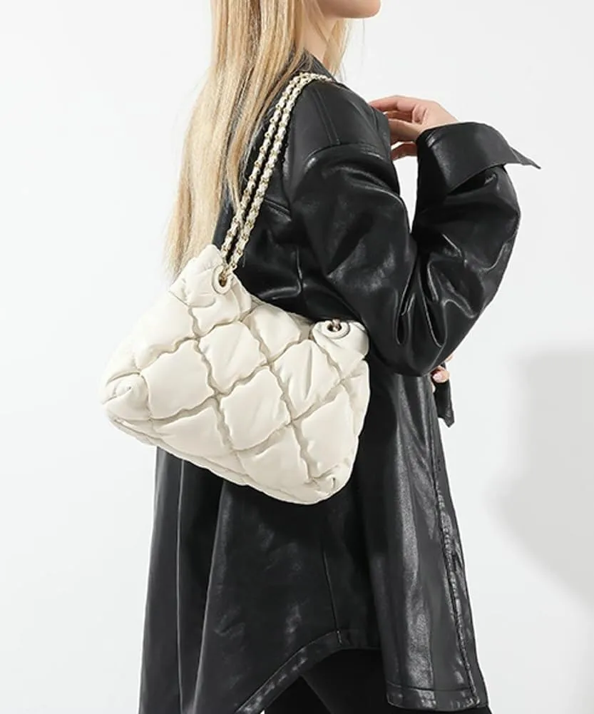 Women's Quilted Vegan Leather Shoulder Crossbody Bag Y2K Diamond Hobo Large Totes Handbag Fashion Purse Top Handle Satchel