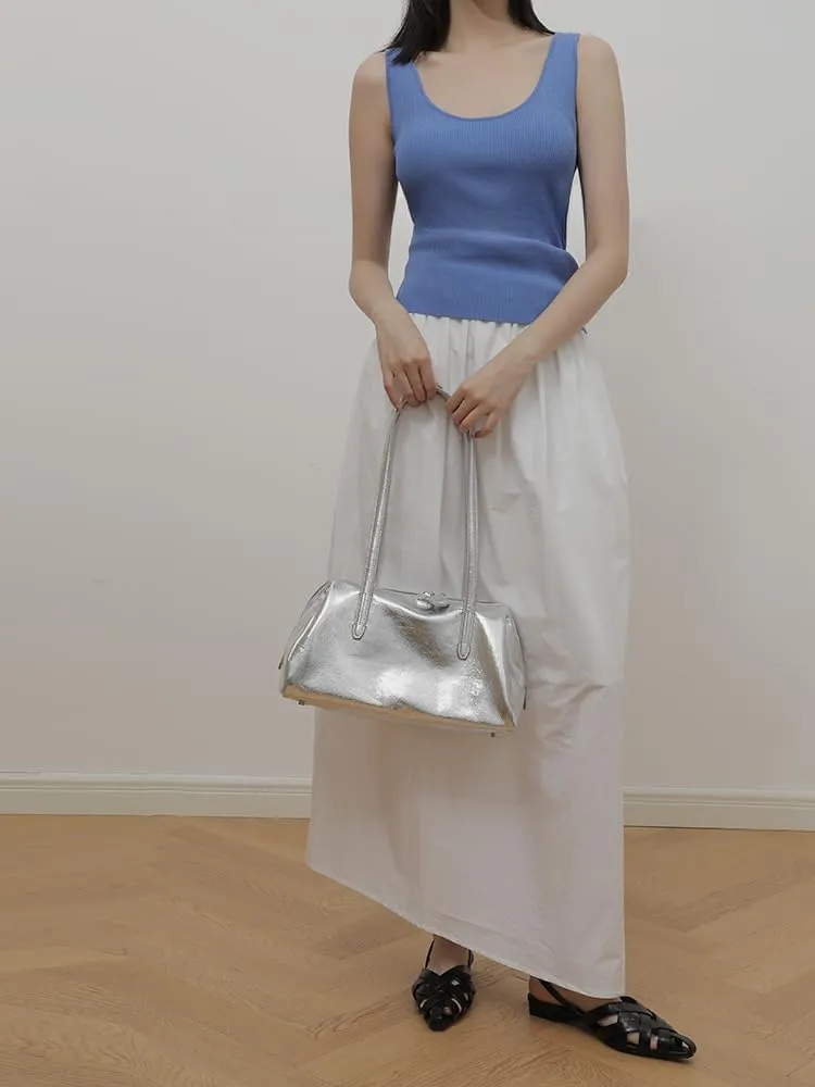 Women's Retro Leather Large Capacity Shoulder Underarm Bag Handbag Commuting Totes Pillow Bowling Bag Versatile Clutch Hobo