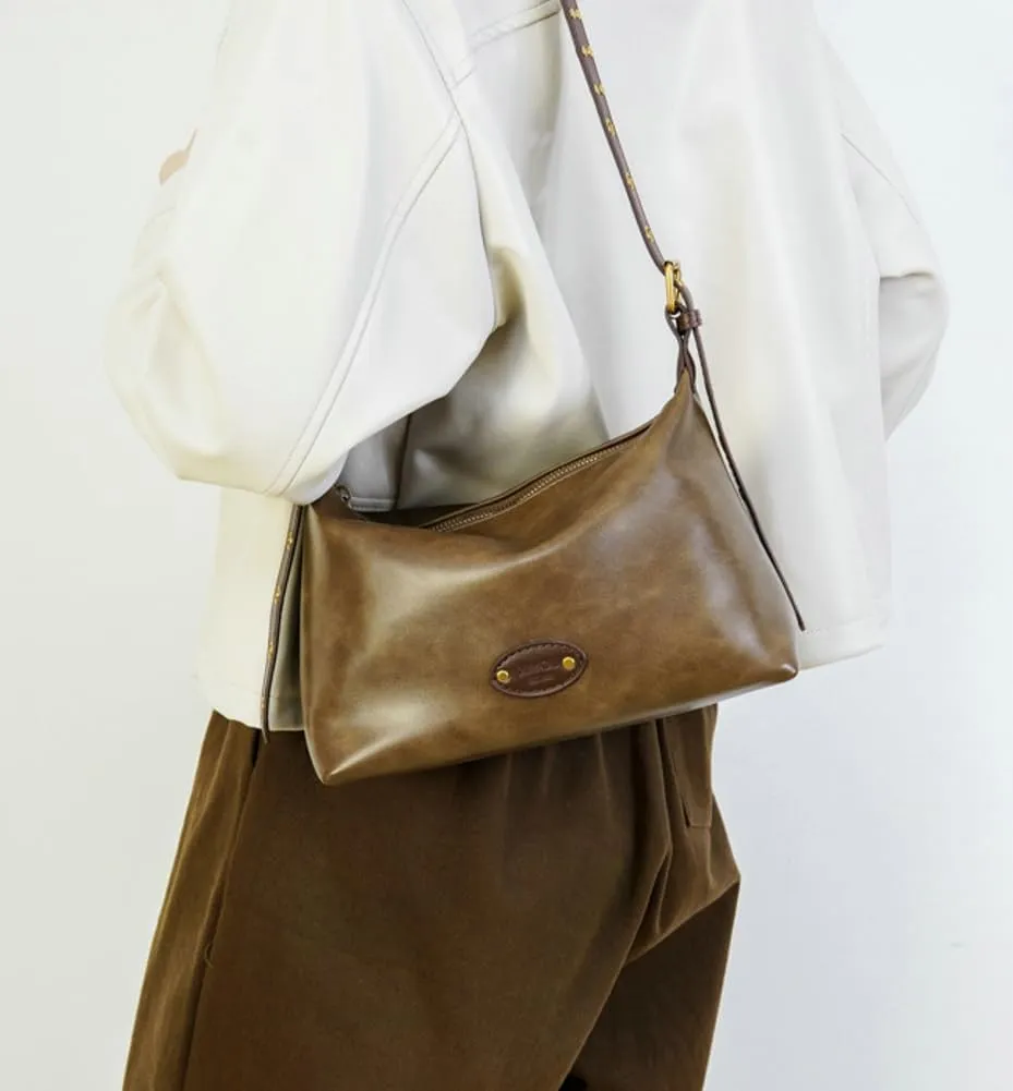 Women's Retro PU Leather Shoulder Crossbody Bag Large Hobo Totes Soft Handbag Purse Fashion Top Handle Bag