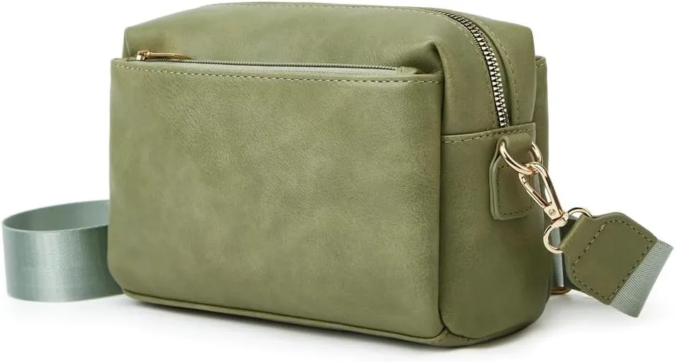 Women's Retro PU Leather Shoulder Crossbody Bag Small Totes Soft Handbag Fashion Purse Zipper Satchel