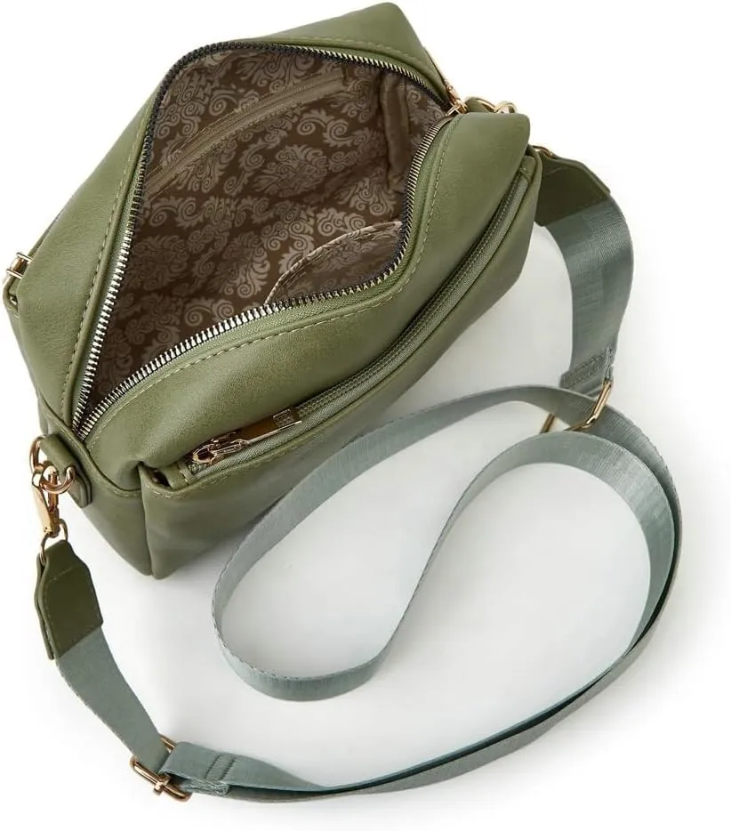 Women's Retro PU Leather Shoulder Crossbody Bag Small Totes Soft Handbag Fashion Purse Zipper Satchel