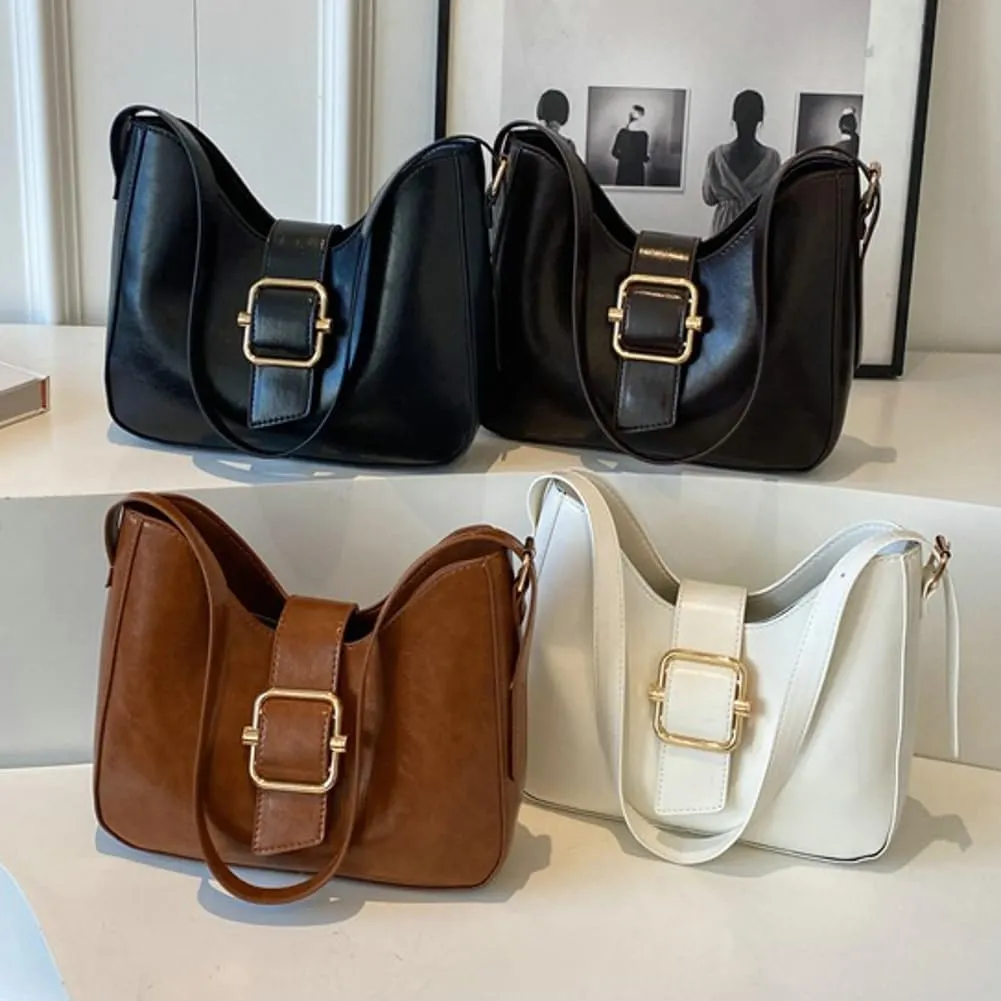 Women's Retro Vegan Leather Shouler Bag Underarm Purse Top Handle Satchel Handbag Fashion Large Totes