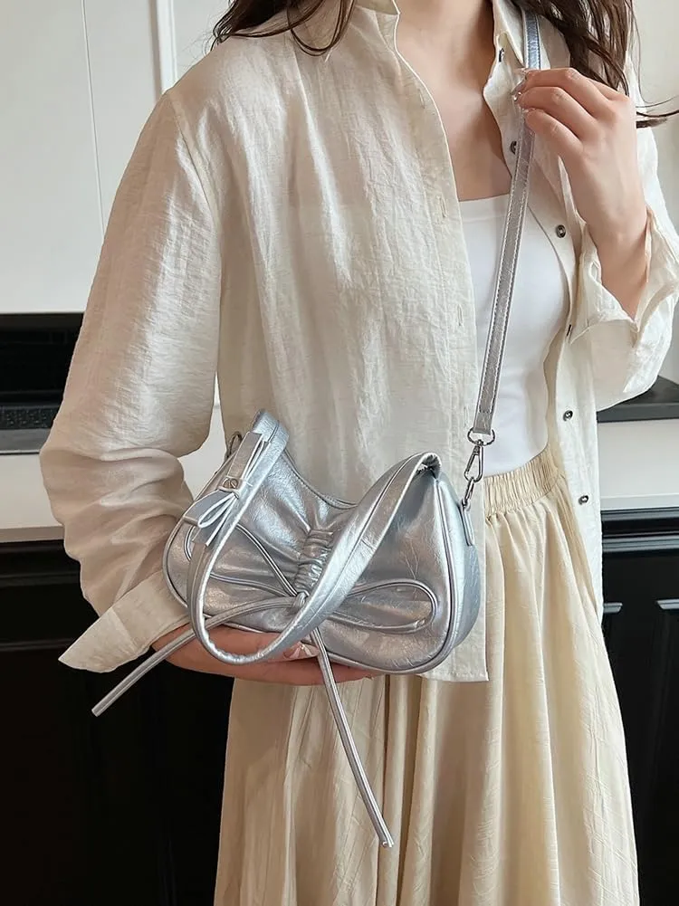 Womens Shoulder Crossbody Bag Trendy Vegan Leather Tote Dumpling Purses Y2k Small Handbag Armpit Bag Top Handle Satchel
