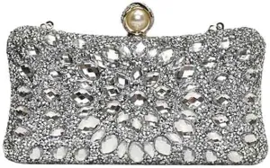 Women's Sparkly Rhinestone Crystal Clutch, Luxury Jewelry Chain Crossbody Bag, Glitter Diamond Wedding Purse for Party Prom