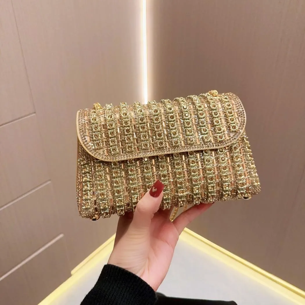 Womens Sparkly Rhinestone Crystal Glitter Clutch Purse Evening Handbag Shoulder Bag for Wedding Party Prom