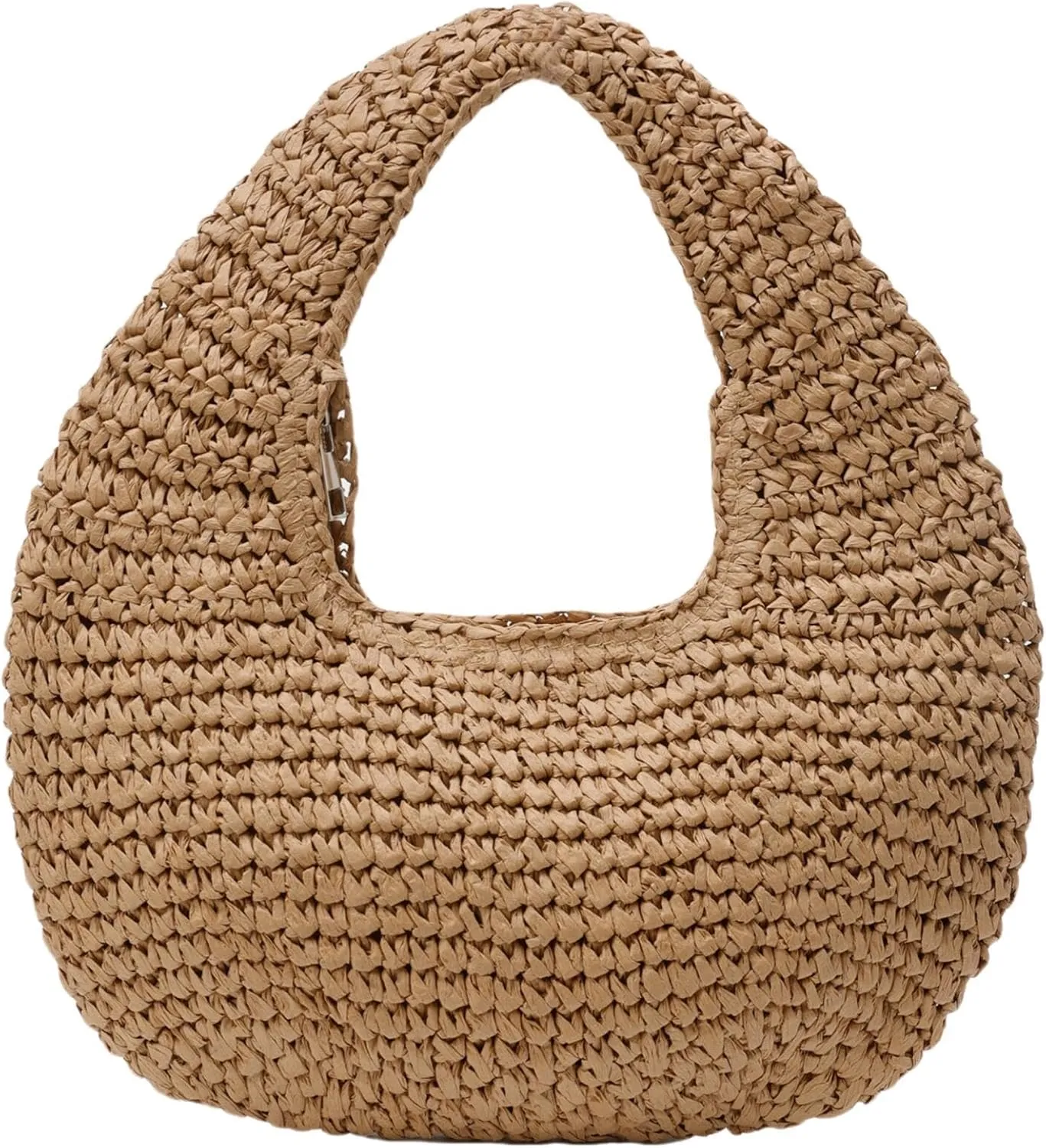Womens Straw Handbags Beach Woven Shoulder Hobo Bags Casual Straw Crescent Bags