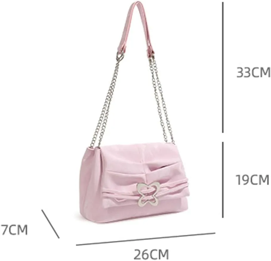 Womens Trendy Vegan Leather Shoulder Bags Y2k Handbag Casual Hobo Totes Top Handle Purse Satchel with Bowknot