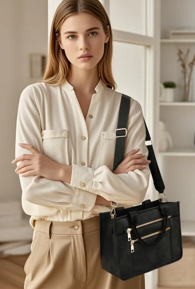Womens Trendy Vegan Leather Tote Bag Large Checkered Shoulder Crossbody Purse Top Handle Handbags Work Travel Satchels