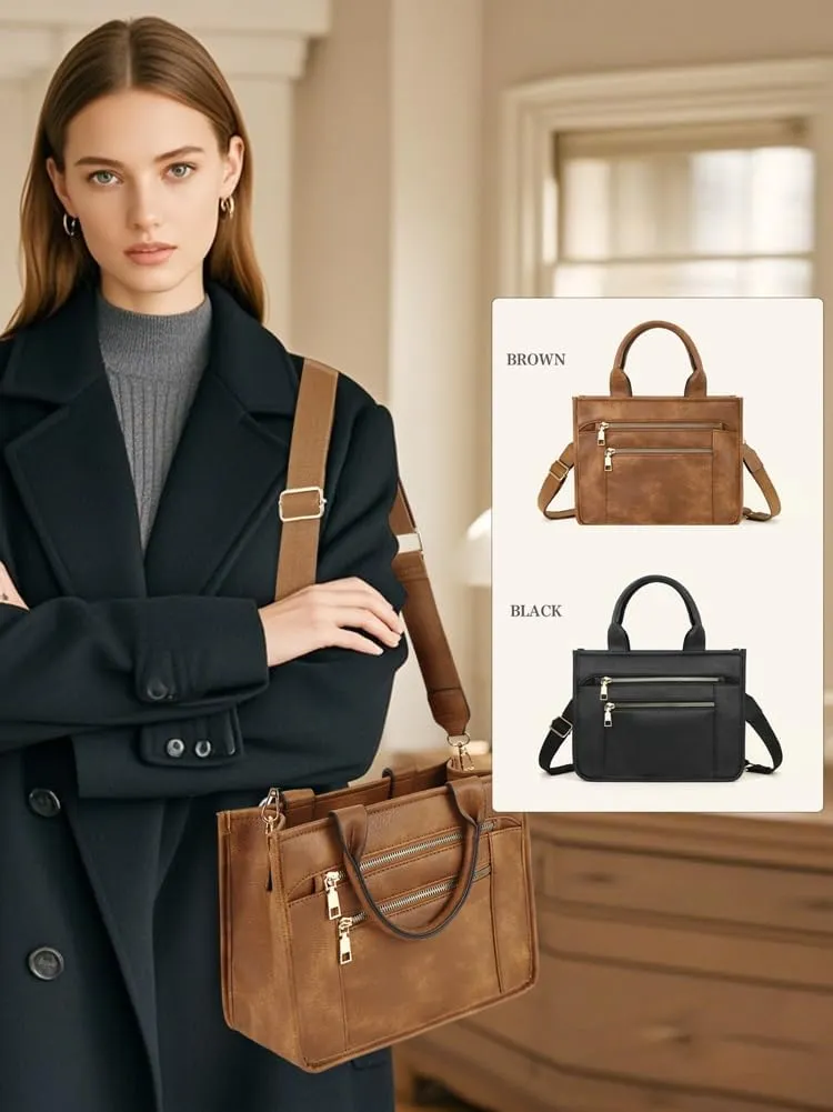 Womens Trendy Vegan Leather Tote Bag Large Checkered Shoulder Crossbody Purse Top Handle Handbags Work Travel Satchels