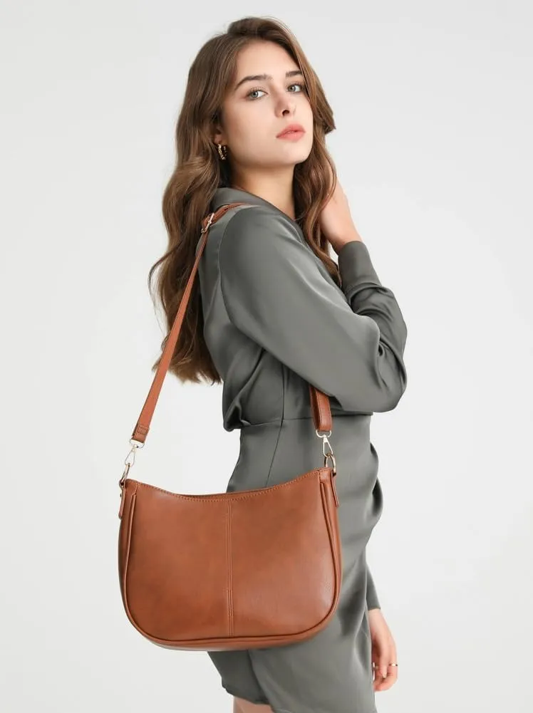 Women's Vegan Leather Shoulder Bag Fashion Crossbody Bag Wallet Totes Trendy Handbag Underarm Purse Satchel