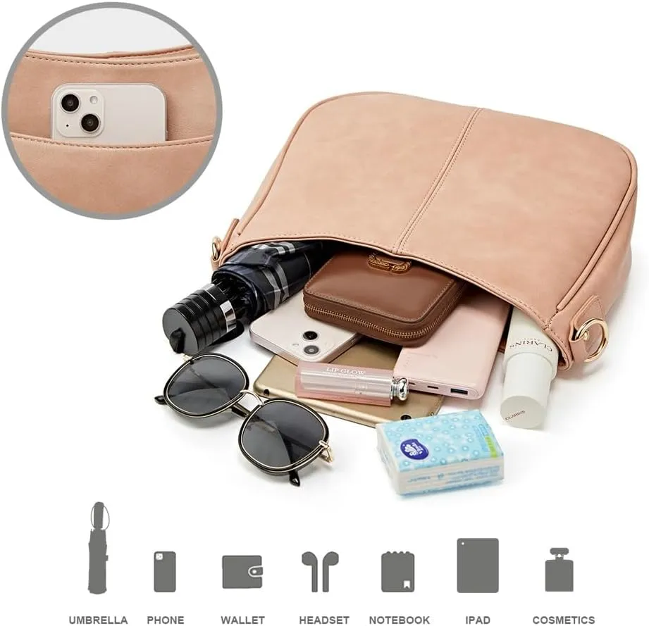 Women's Vegan Leather Shoulder Bag Fashion Crossbody Bag Wallet Totes Trendy Handbag Underarm Purse Satchel