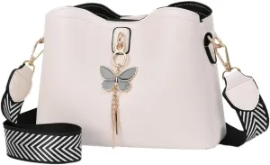Womens Vegan Leather Shoulder Crossbody Bag Elegant Shell Purse Small Totes Butterfly Handbag Top Handle Satchel