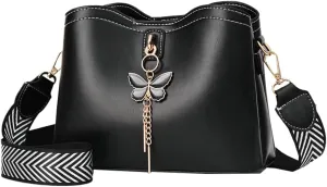 Womens Vegan Leather Shoulder Crossbody Bag Elegant Shell Purse Small Totes Butterfly Handbag Top Handle Satchel
