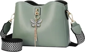 Womens Vegan Leather Shoulder Crossbody Bag Elegant Shell Purse Small Totes Butterfly Handbag Top Handle Satchel