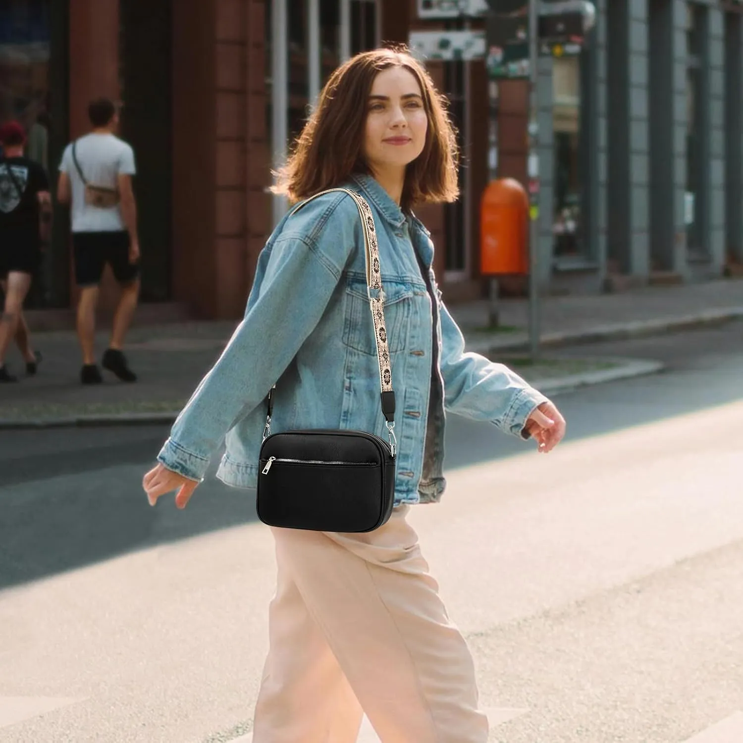 YDSIII Small Crossbody Bags for Women, Trendy Vegan Leather Cross Body Bags for Womens with Adjustable Wide Guitar Strap