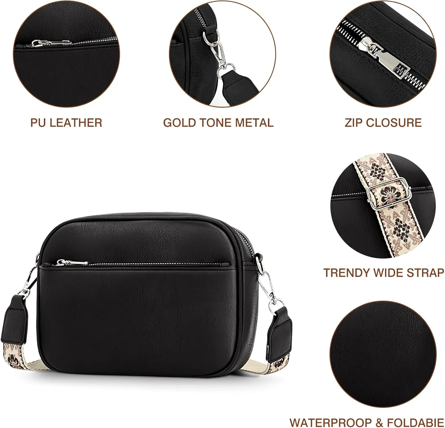 YDSIII Small Crossbody Bags for Women, Trendy Vegan Leather Cross Body Bags for Womens with Adjustable Wide Guitar Strap