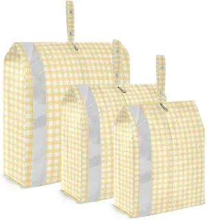 Yellow Gingham Compression Packing Cubes, 3pcs Compressible Expandable Travel Packing Organizer, Travel Cubes for Suitcase Carry On