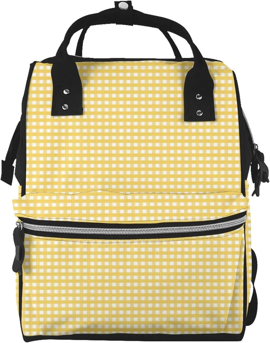 Yellow Gingham Diaper Bag Backpack Large Capacity Multifunction with Insulated Pockets Waterproof Baby Diaper Bags Baby Travel Essentials for Dads, Moms, Newborns