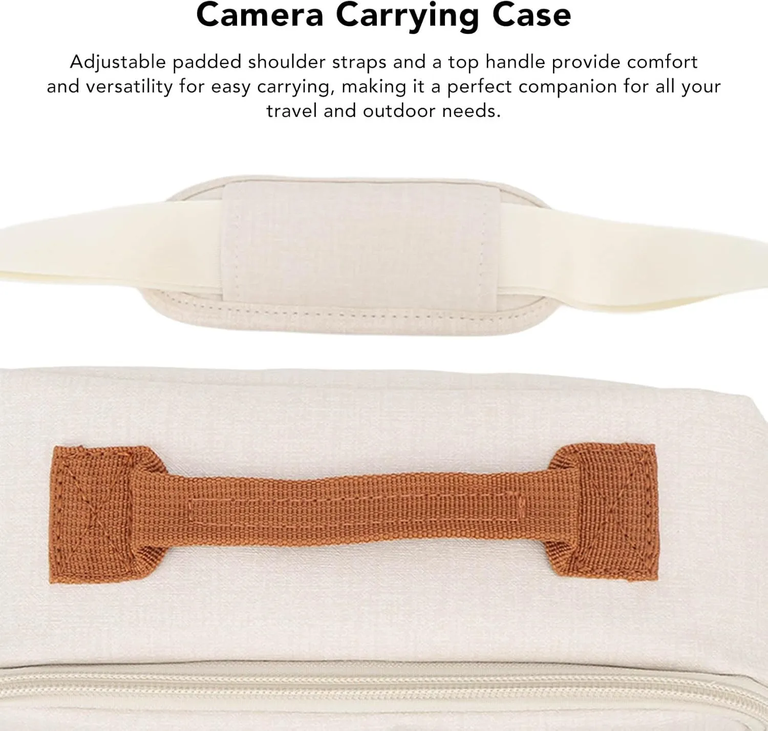 Yoidesu Large Capacity Camera Bag with Thickened Padding, Adjustable Strap Handle, Zipper, CP910 1200 1300 DSLR, Customizable Space, Camera (Beige)